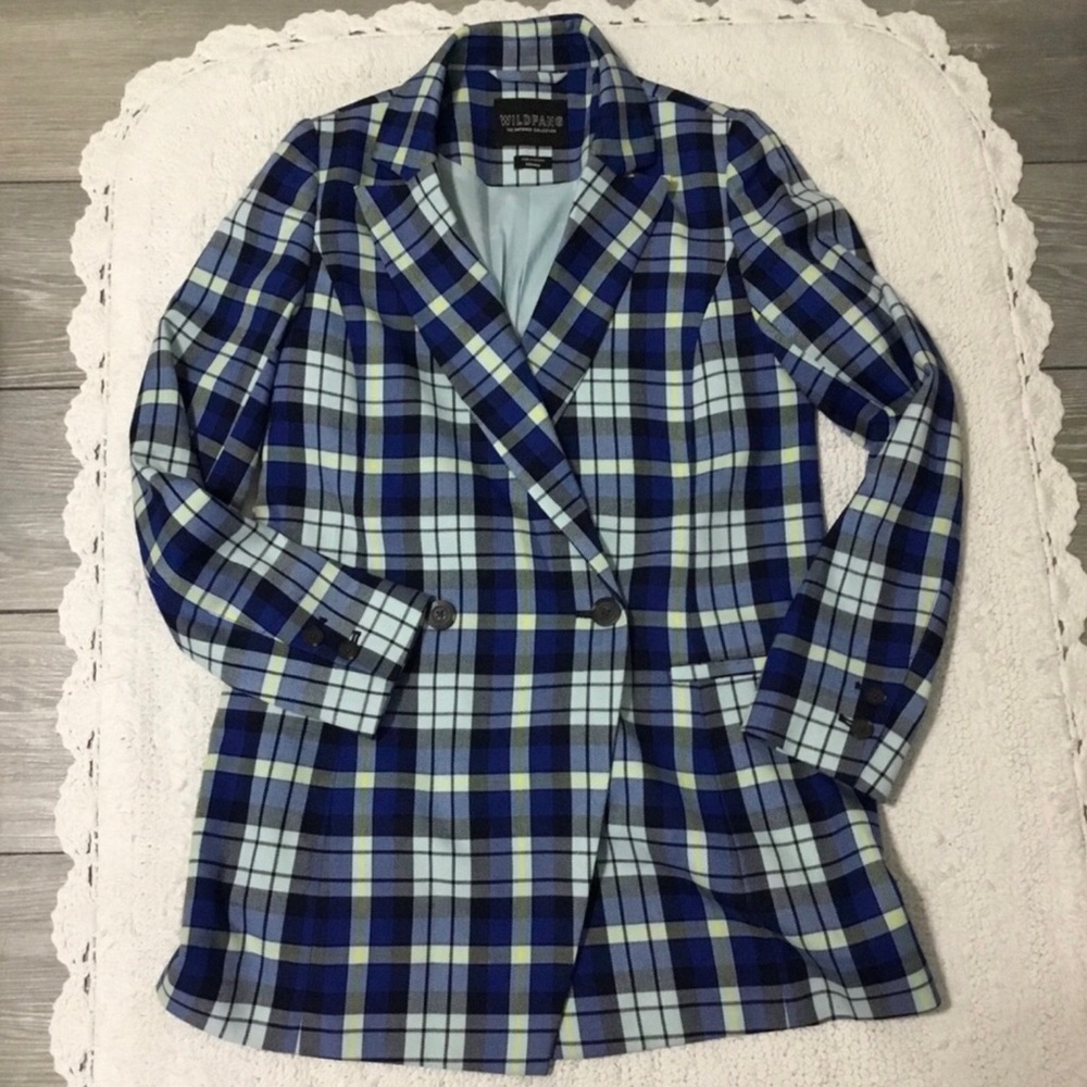 EUC WILDFANG EMPOWER COLLECTION Double Breasted Tartan Plaid Blazer XS
